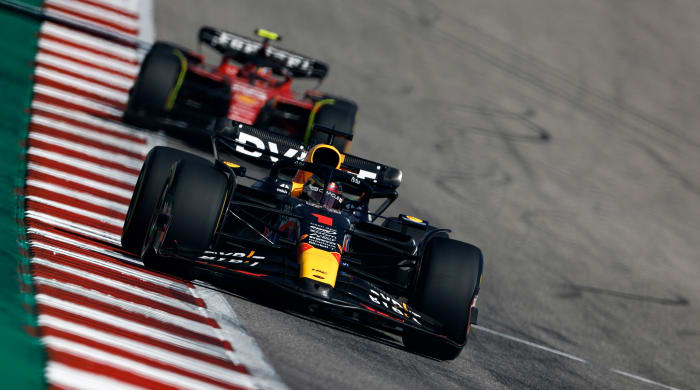 Red Bull driver Max Verstappen leads at the U.S. Grand Prix in Austin.